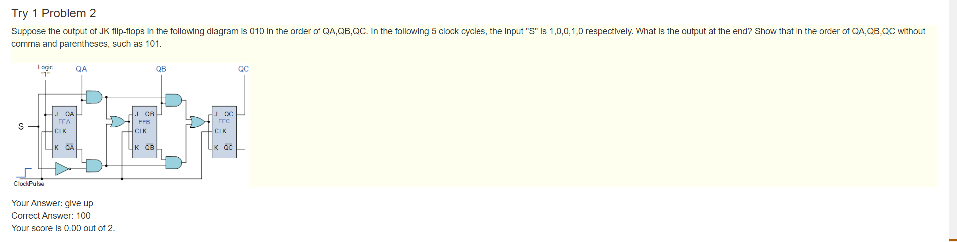Try 1 Problem 2 Suppose the output of JK flip -