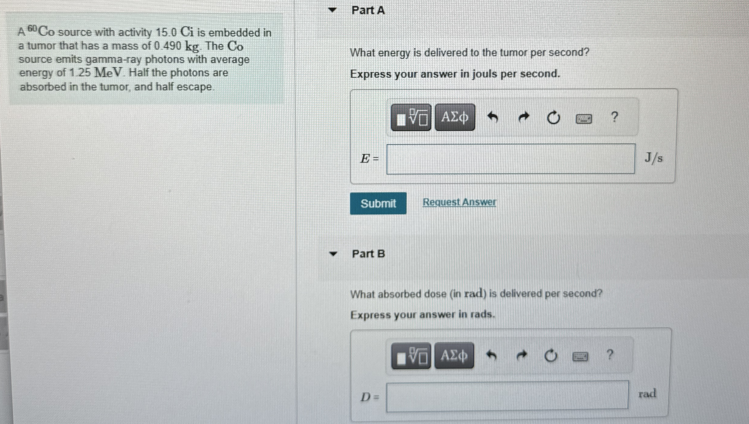 Part A A 6 0 C o source with activity 1 5 . 0 Ci