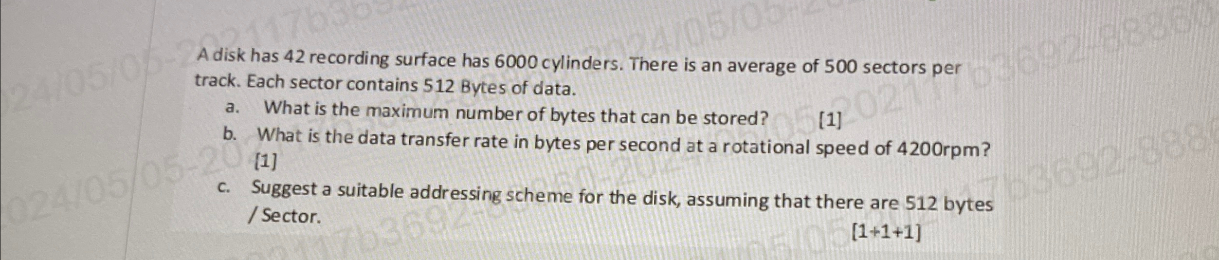 A disk has 4 2 recording surface has 6 0 0 0
