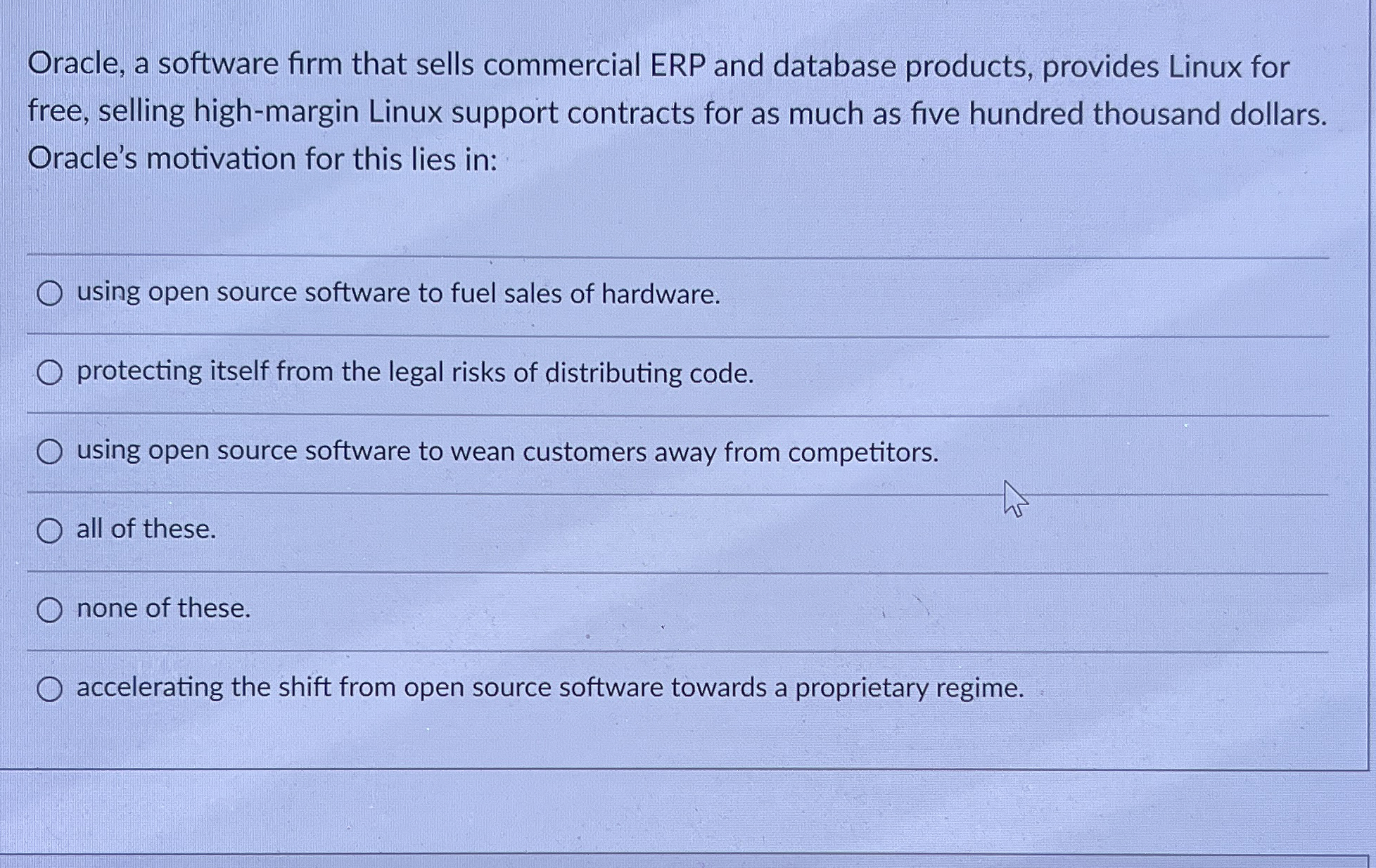 Oracle, a software firm that sells commercial ERP