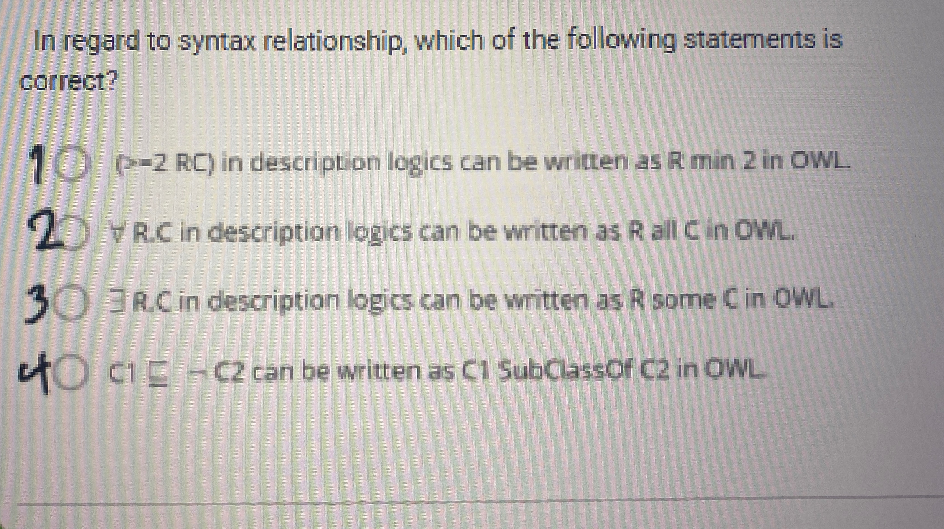 In regard to syntax relationship, which of the