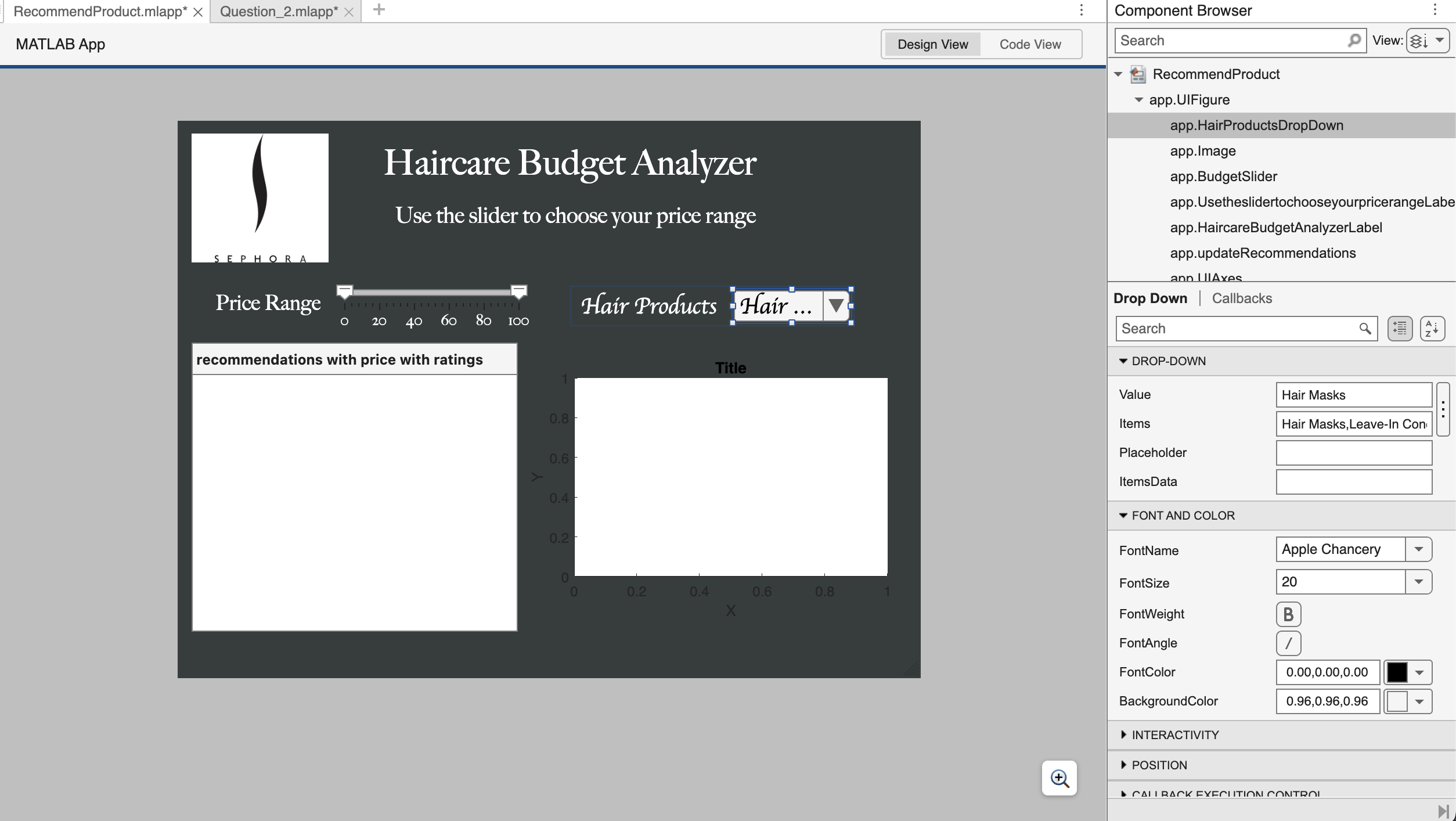 I will attach a picture of what the app design