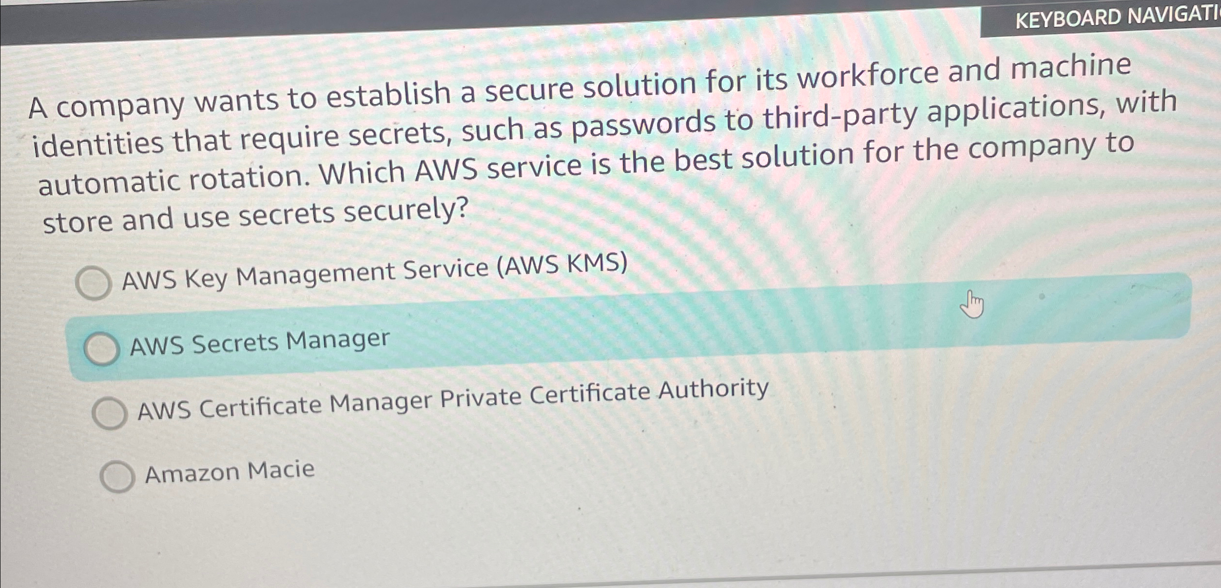 A company wants to establish a secure solution