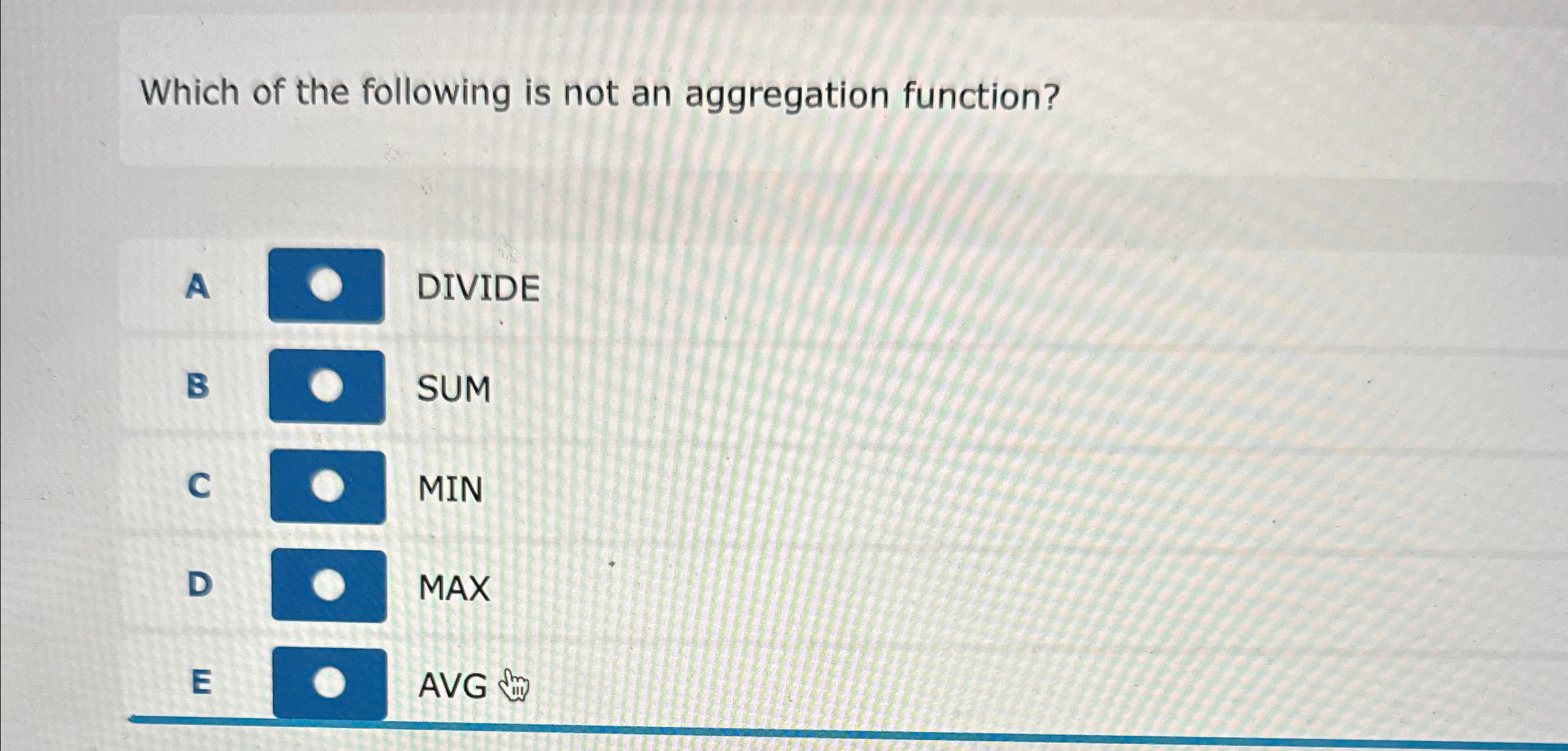 Which of the following is not an aggregation