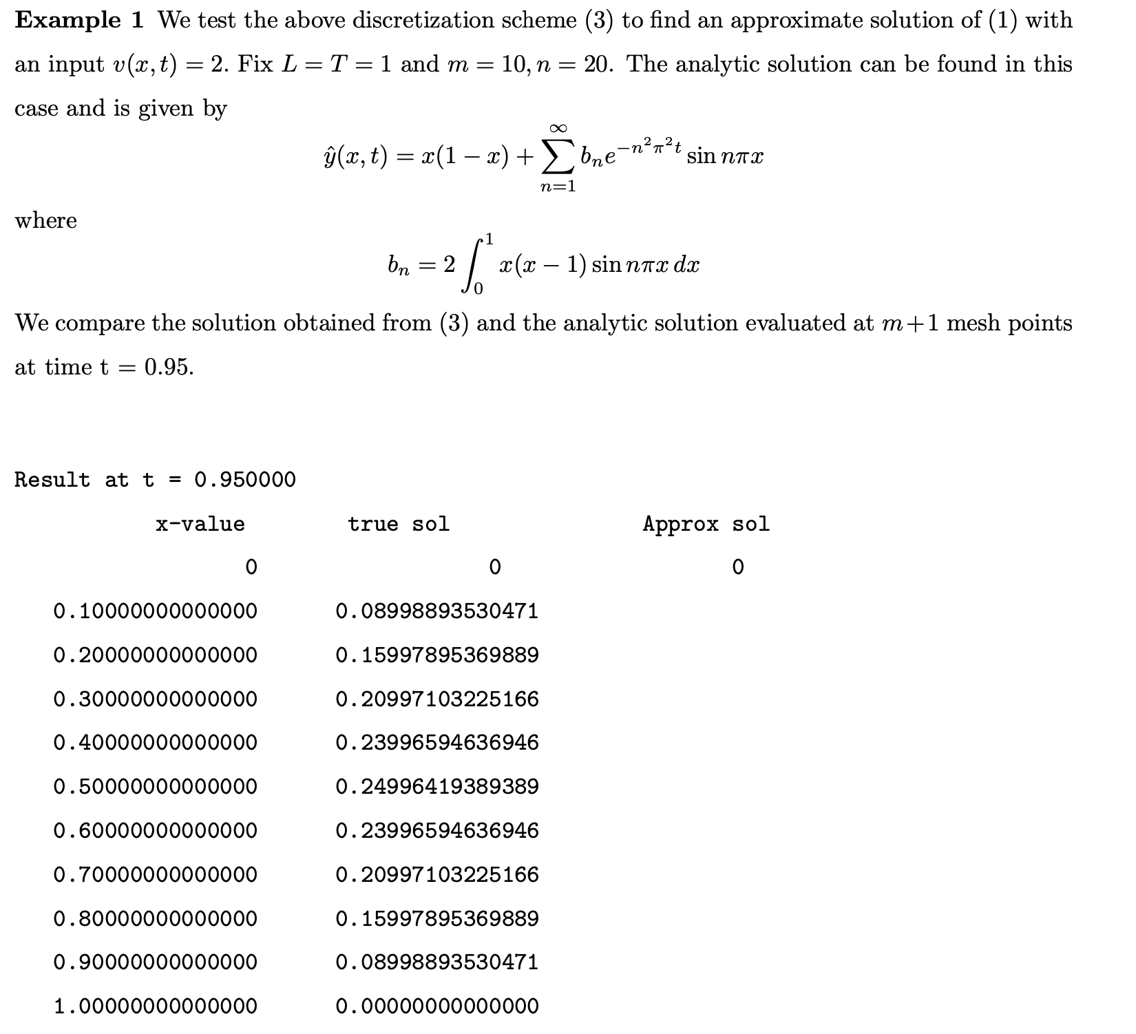 Using the Crank - Nicolson method and Letting = k