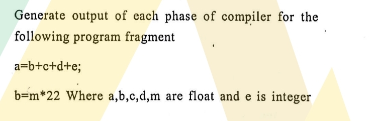 Generate output of each phase of compiler for the