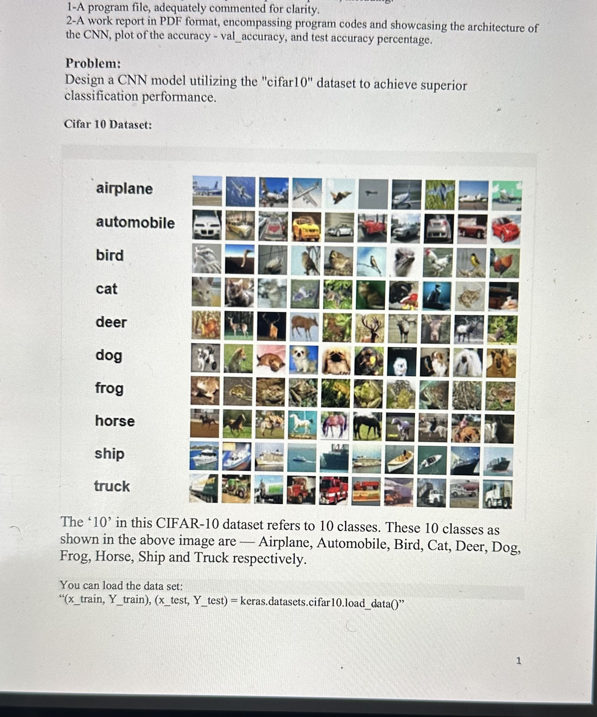 1 - A program file, adequately commented for