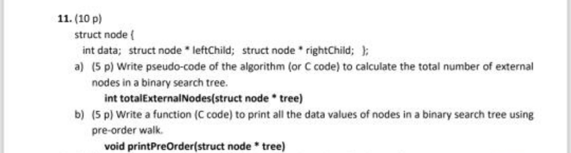 ( 1 0 p ) struct node { int data; struct node *