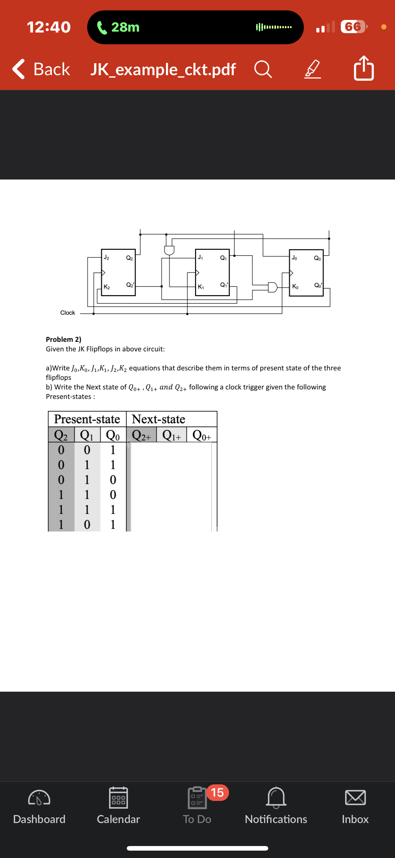 Problem 2 ) Given the JK Flipflops in above