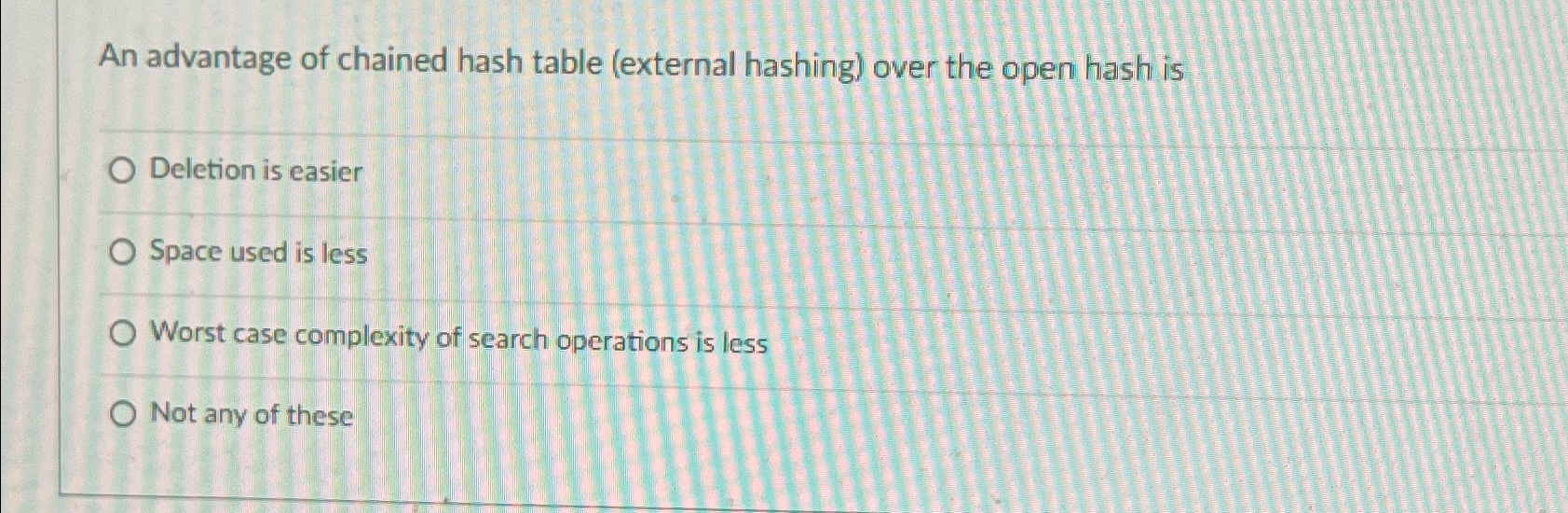 An advantage of chained hash table ( external