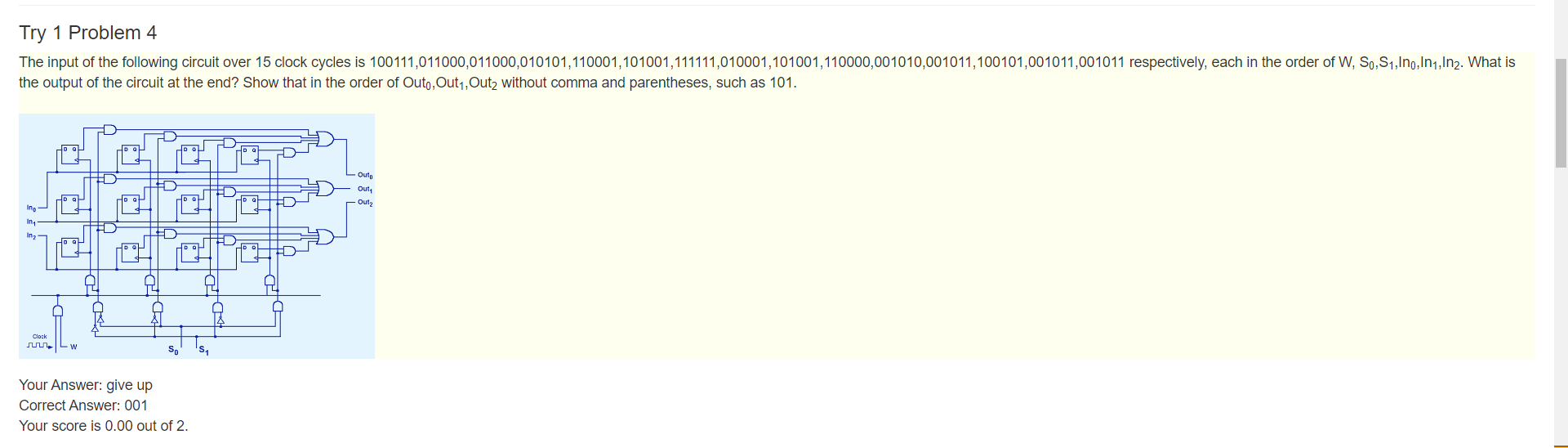 Try 1 Problem 4 The input of the following
