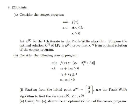 ( a ) Consider the convex program: min, f ( x ) s
