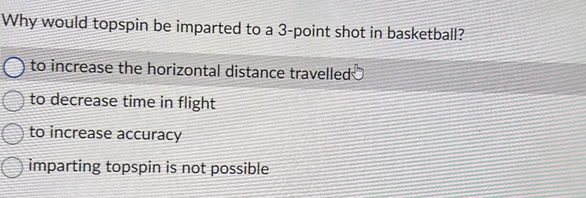 Why would topspin be imparted to a 3 - point shot
