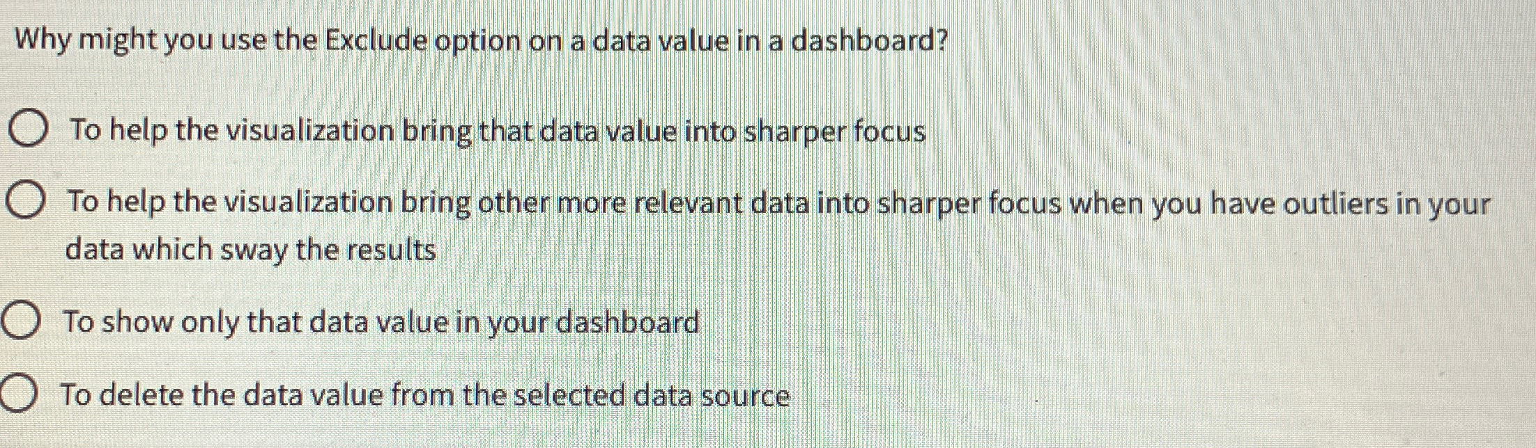 Why might you use the Exclude option on a data