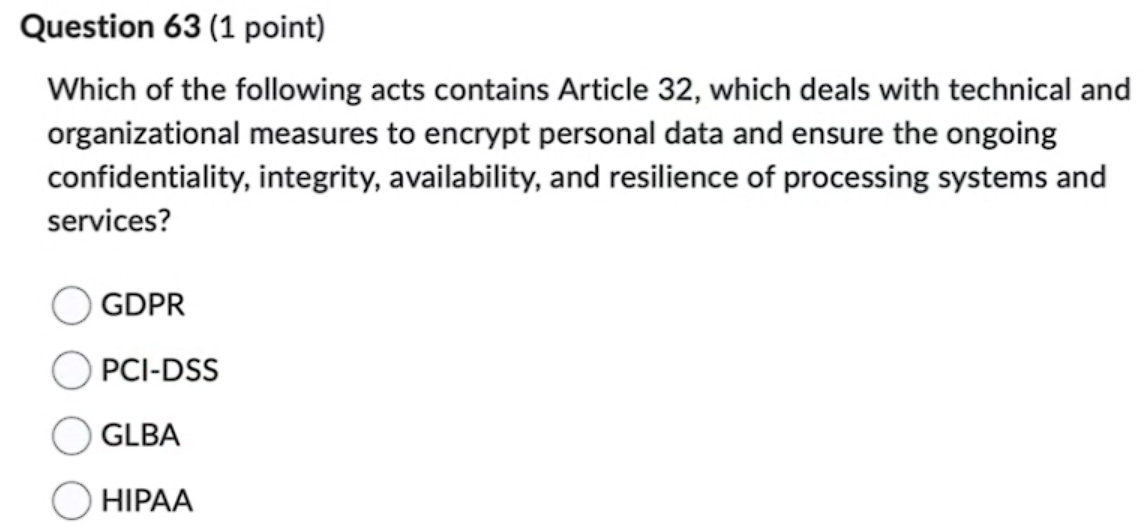 Question 6 3 ( 1 point ) Which of the following