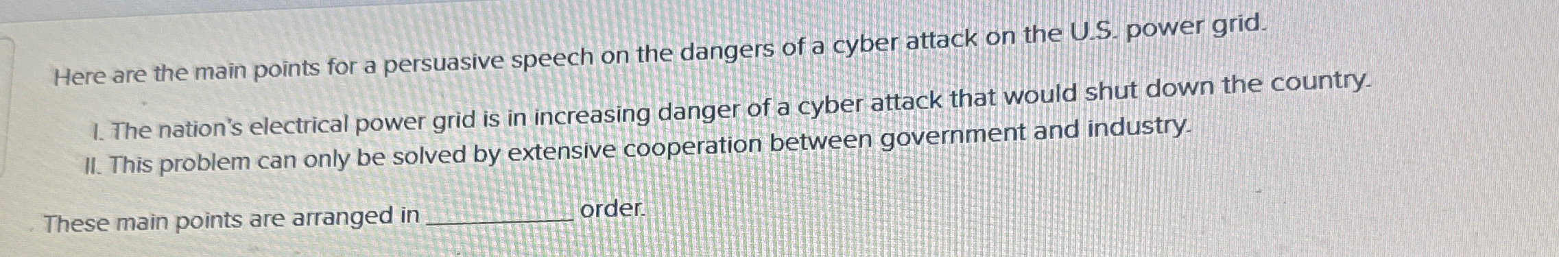 Here are the main points for a persuasive speech