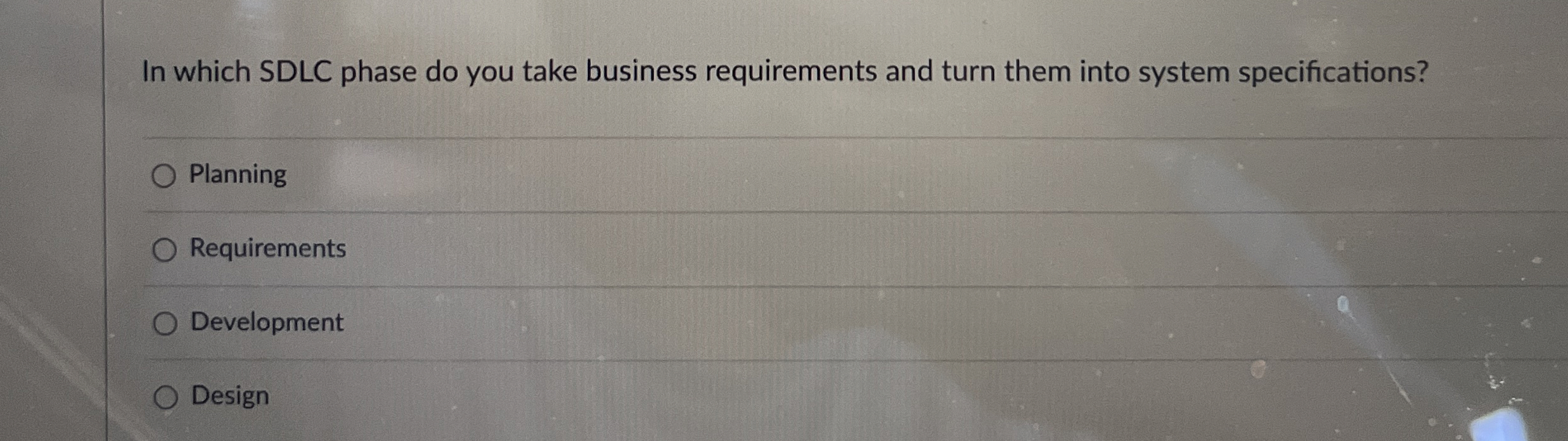 In which SDLC phase do you take business