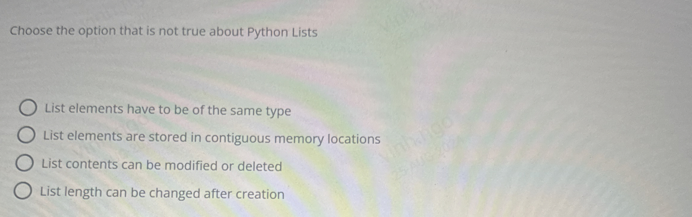 Choose the option that is not true about Python