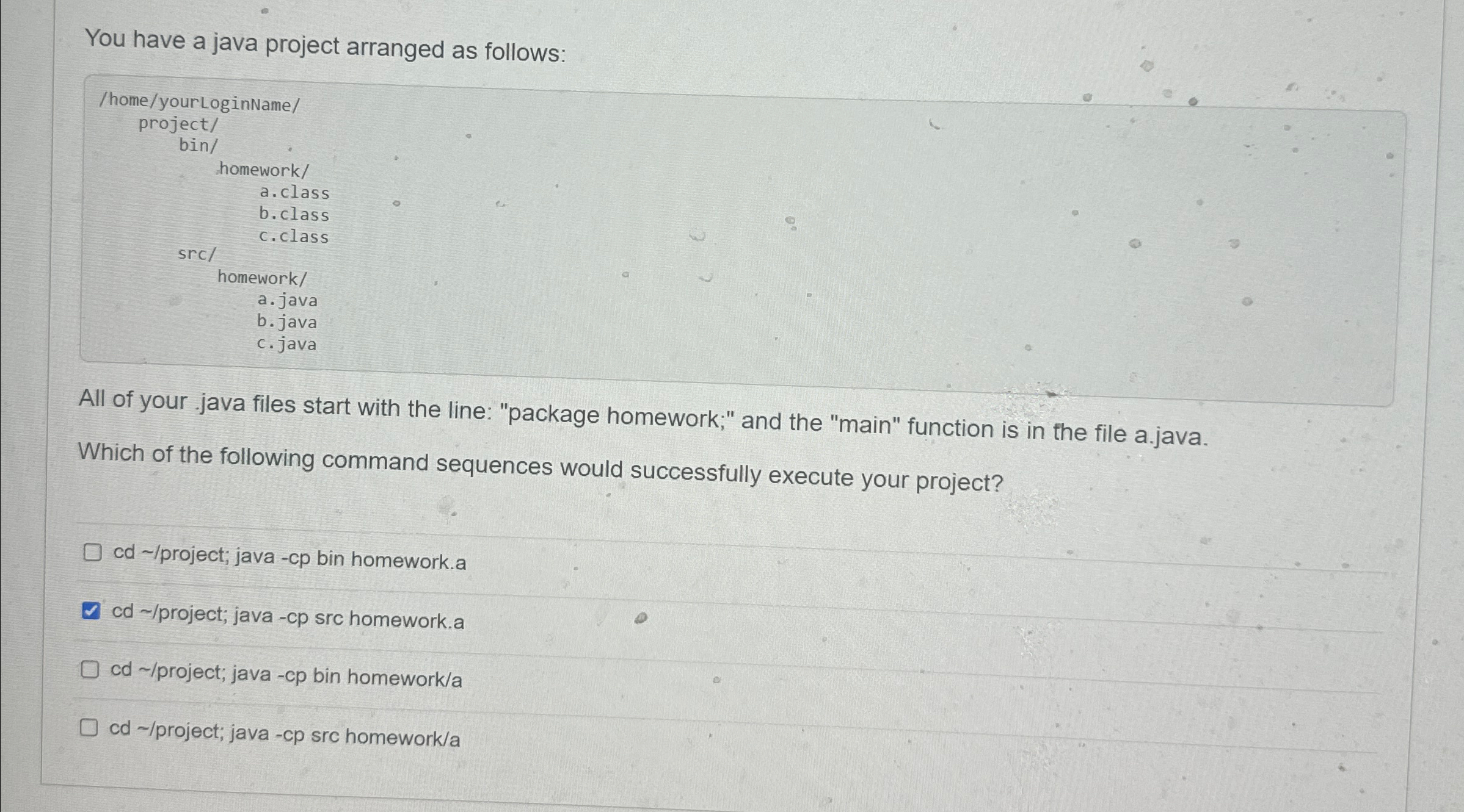 You have a java project arranged as follows: All