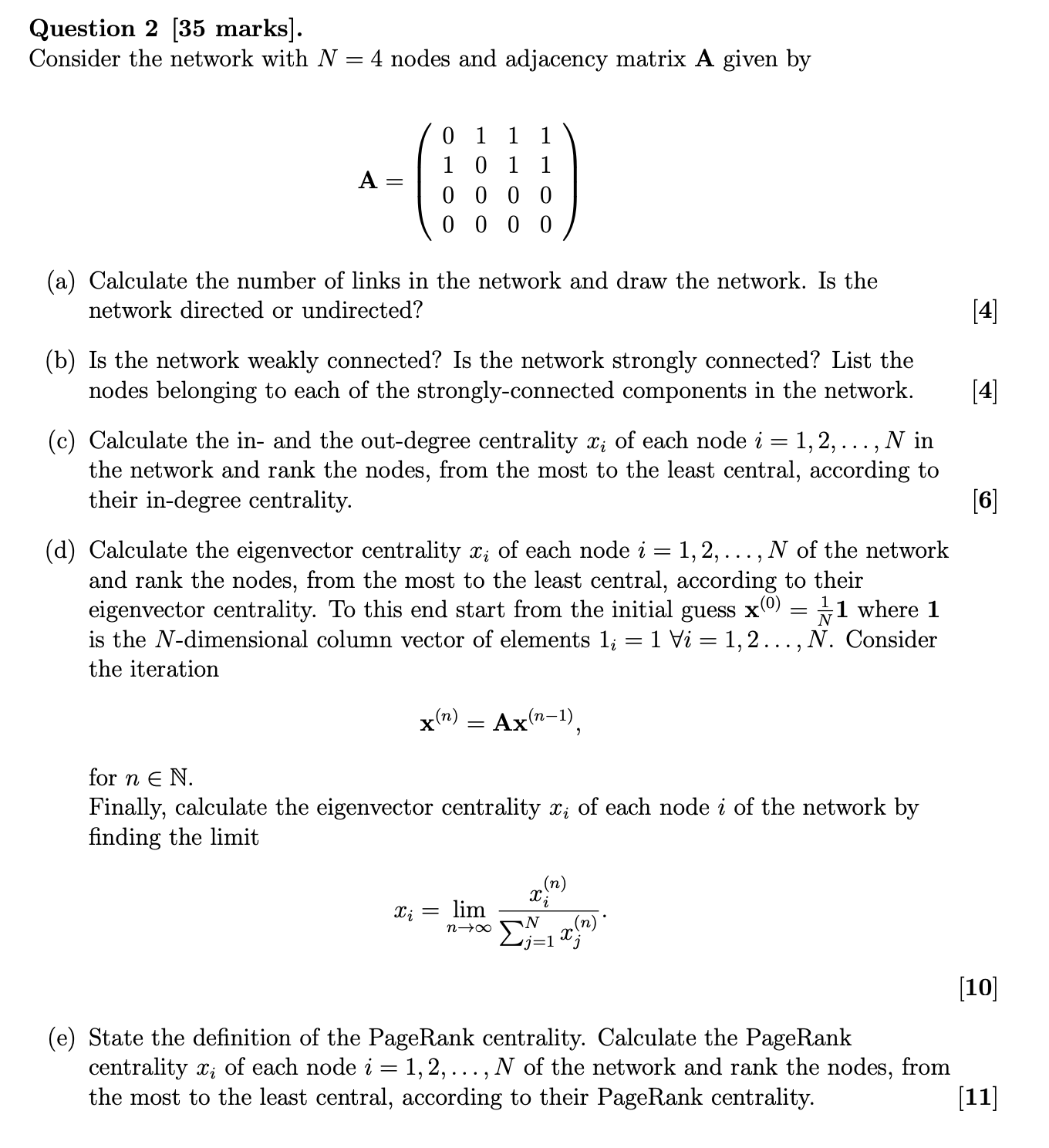 Question 2 [ 3 5 marks ] . Consider the network