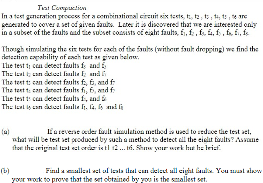 Test Compaction In a test generation process for