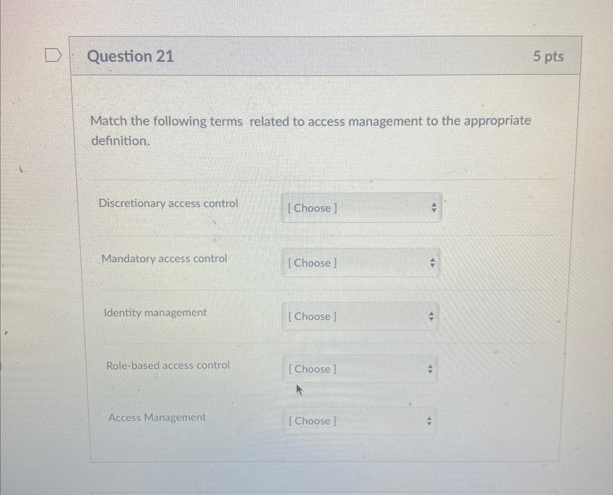 Question 2 1 5 pts Match the following terms