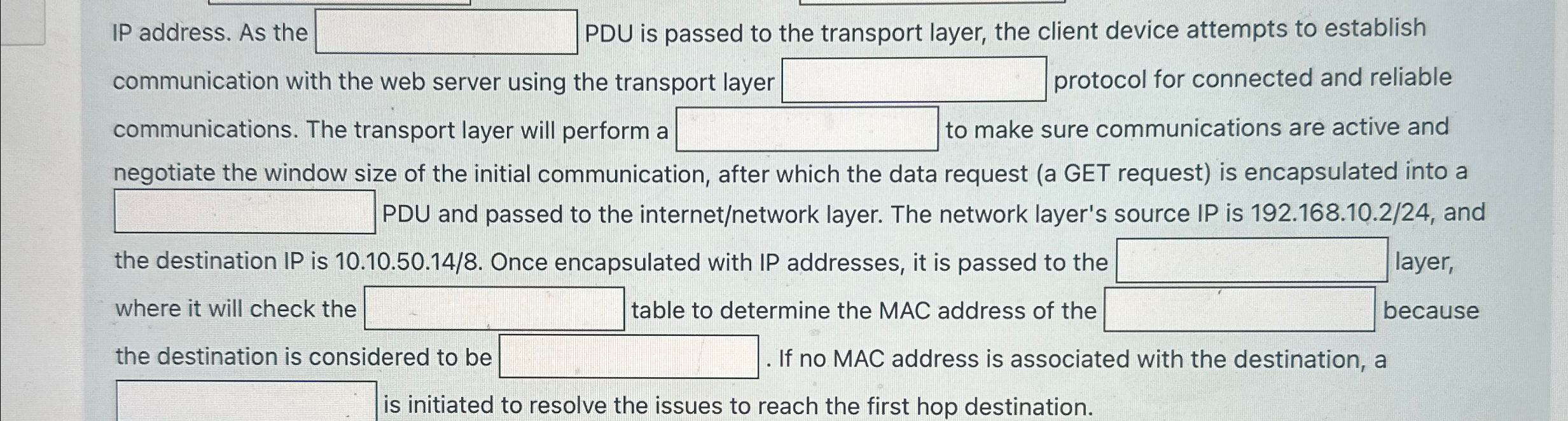 IP address. As the PDU is passed to the transport