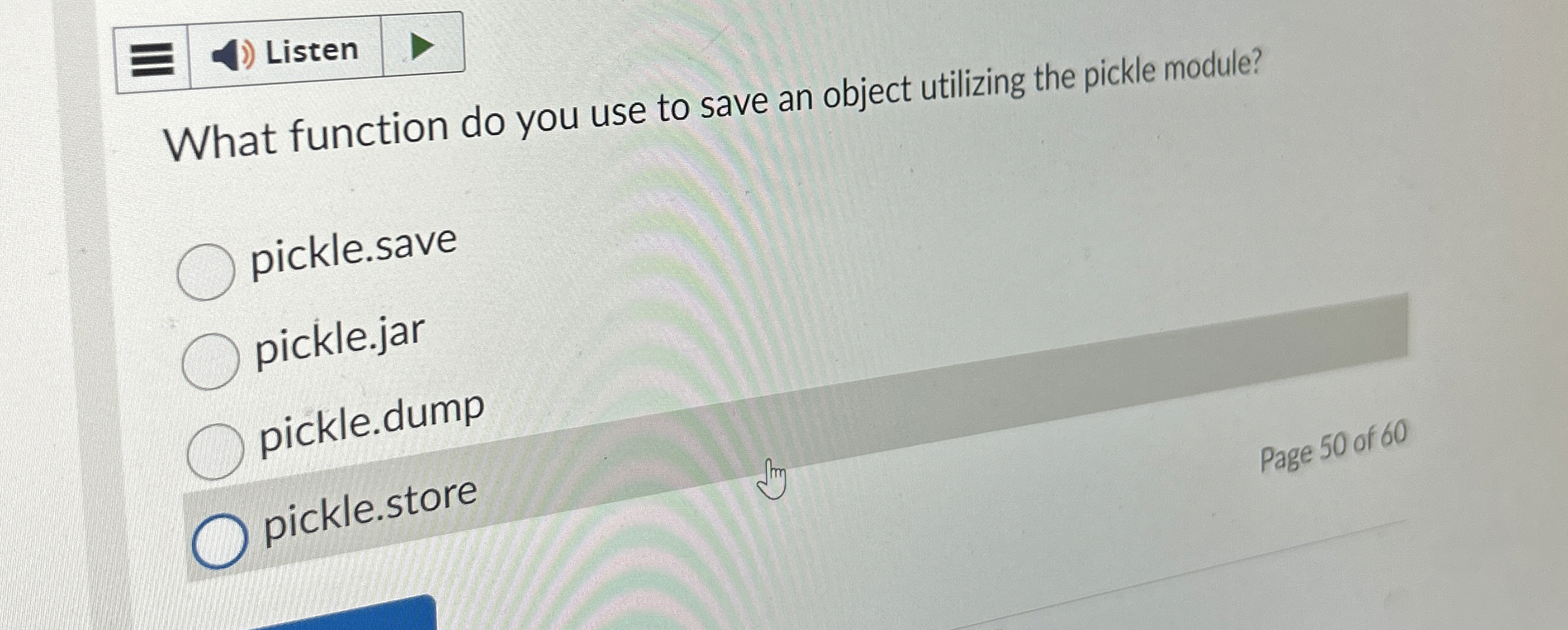 Listen What function do you use to save an object