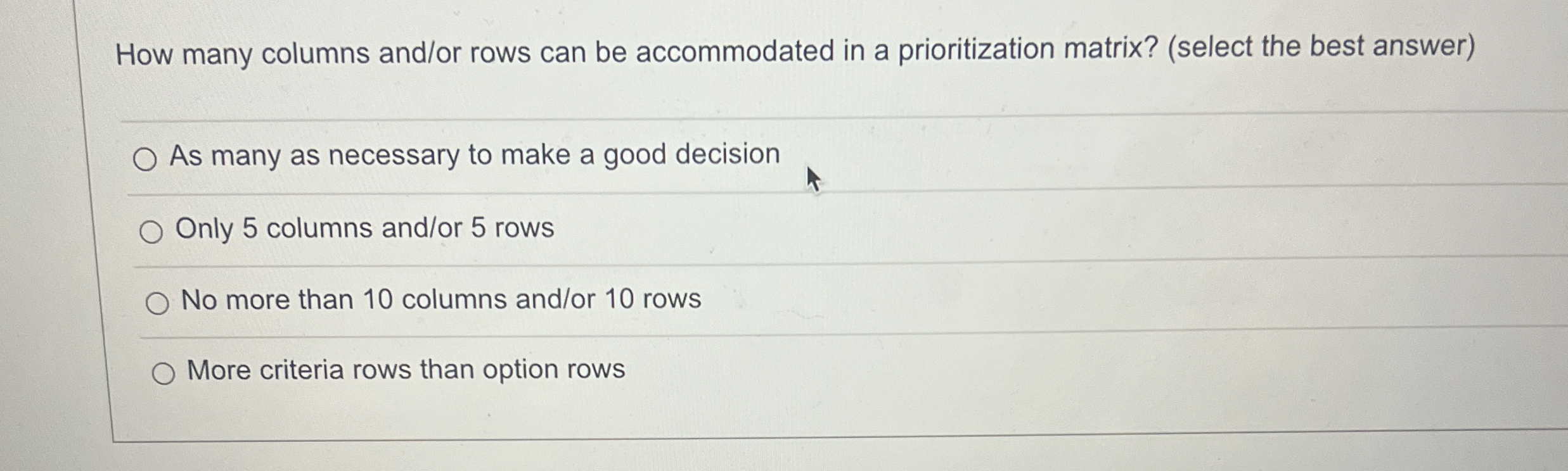 How many columns and / or rows can be