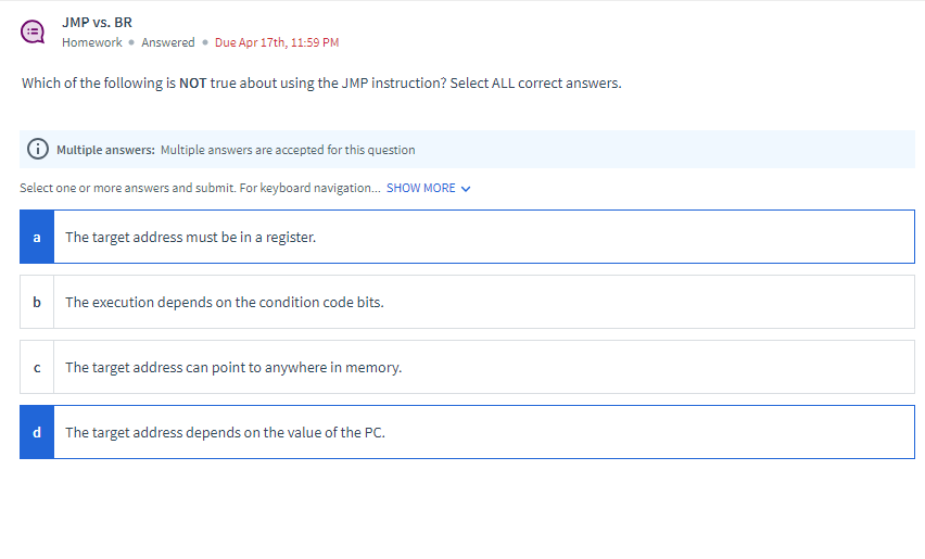 JMP vs . BR Homework * Answered * Due Apr 1 7 th