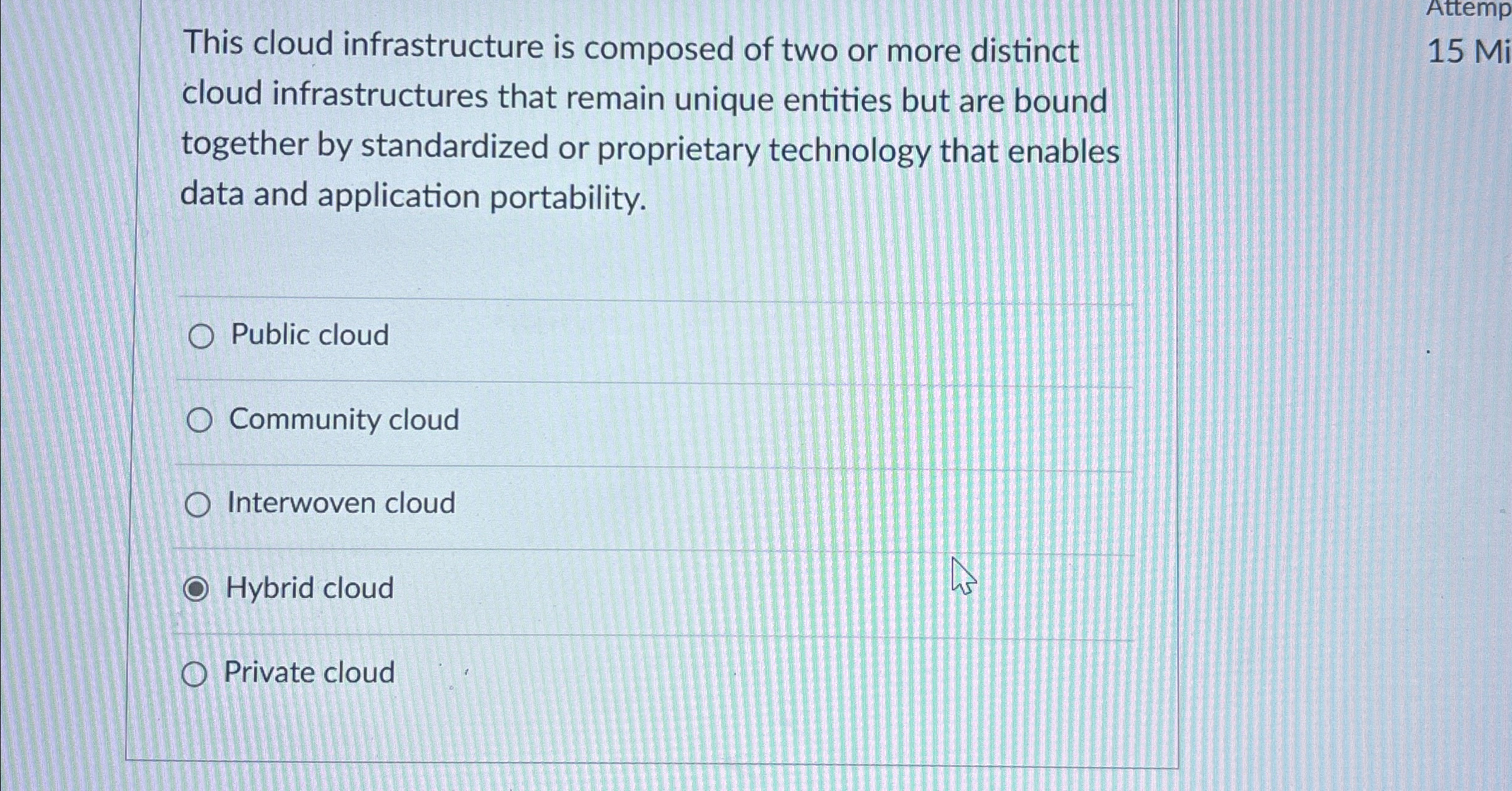 This cloud infrastructure is composed of two or