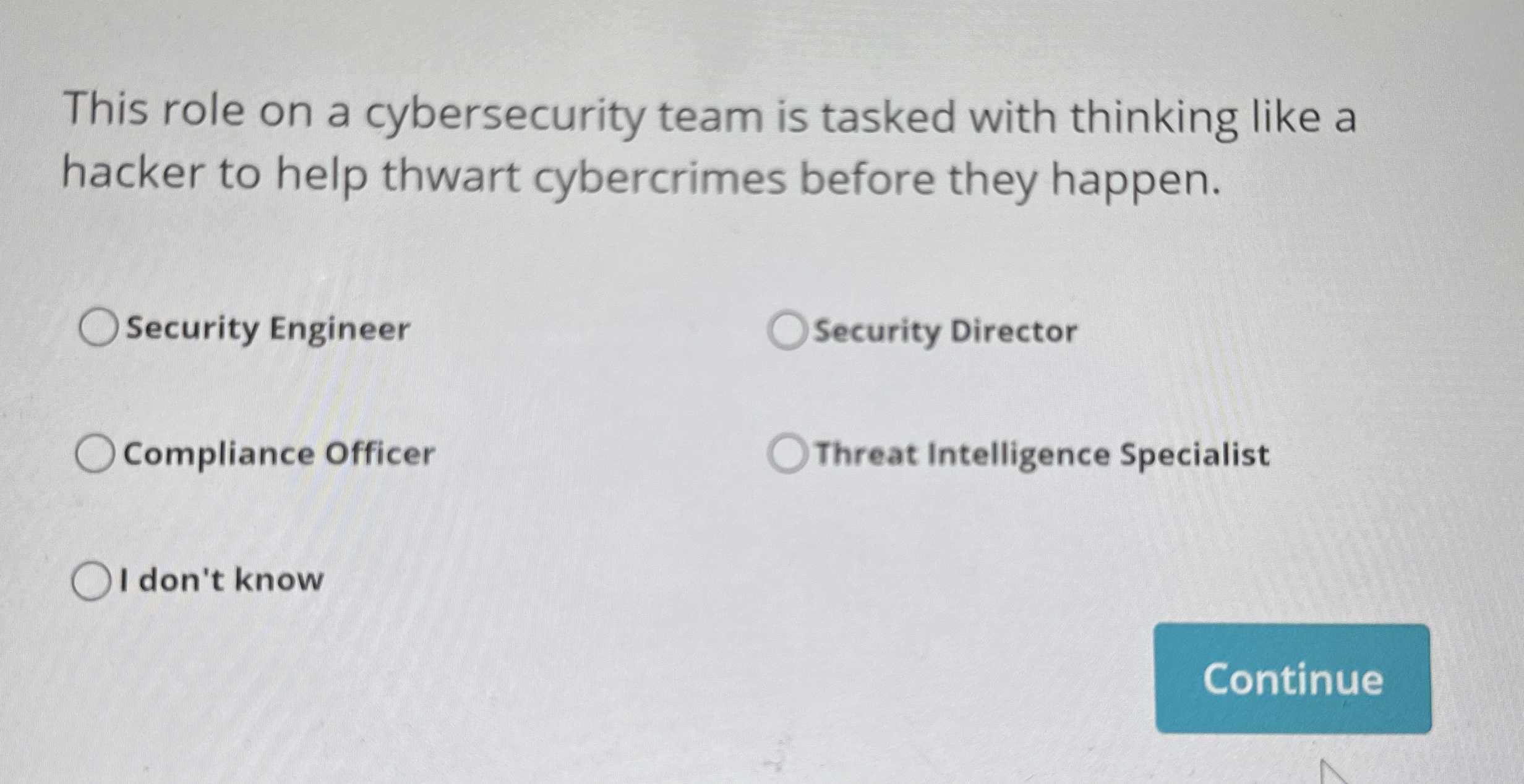 This role on a cybersecurity team is tasked with