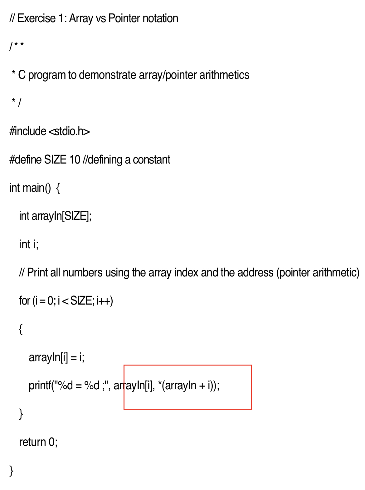 Rewrite the exercise 1 to print the elements