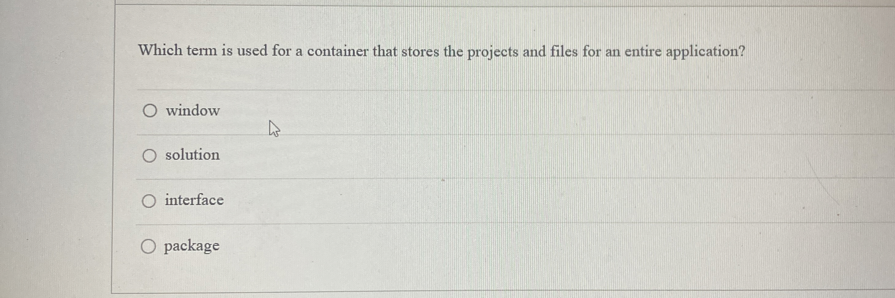 Which term is used for a container that stores