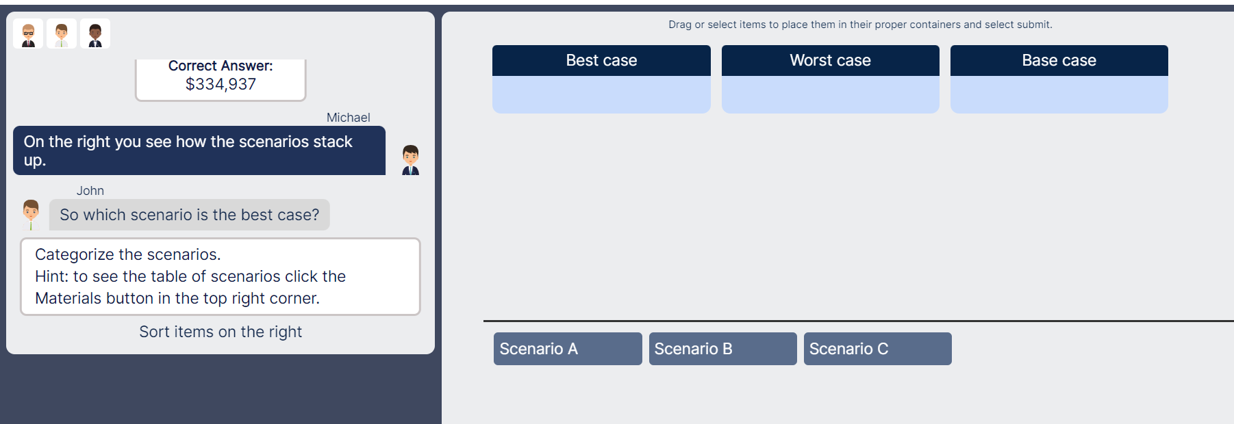 Correct Answer: Best case Worst case Base case $