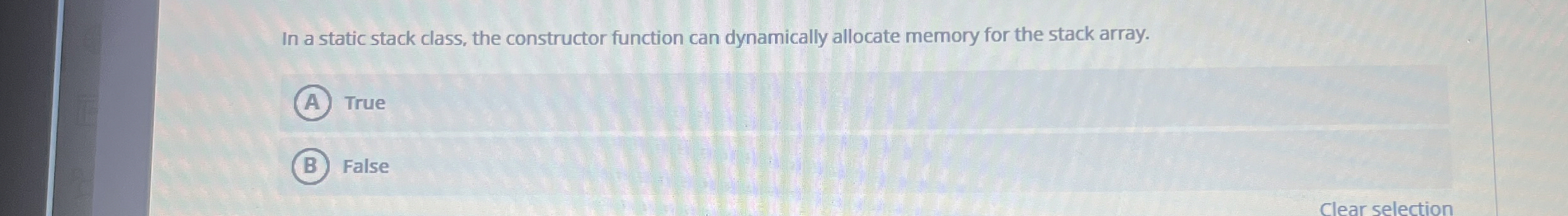 In a static stack class, the constructor function