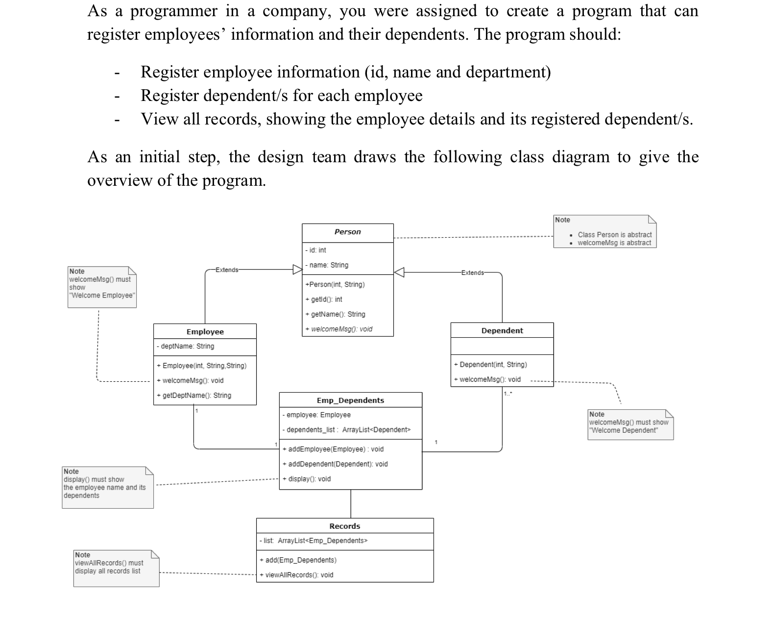 As a programmer in a company, you were assigned