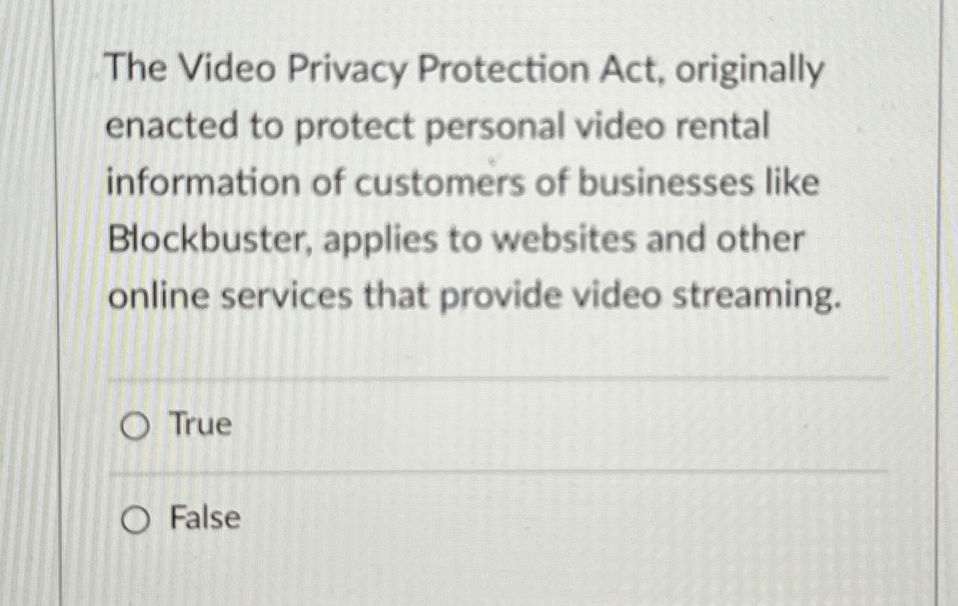 The Video Privacy Protection Act, originally