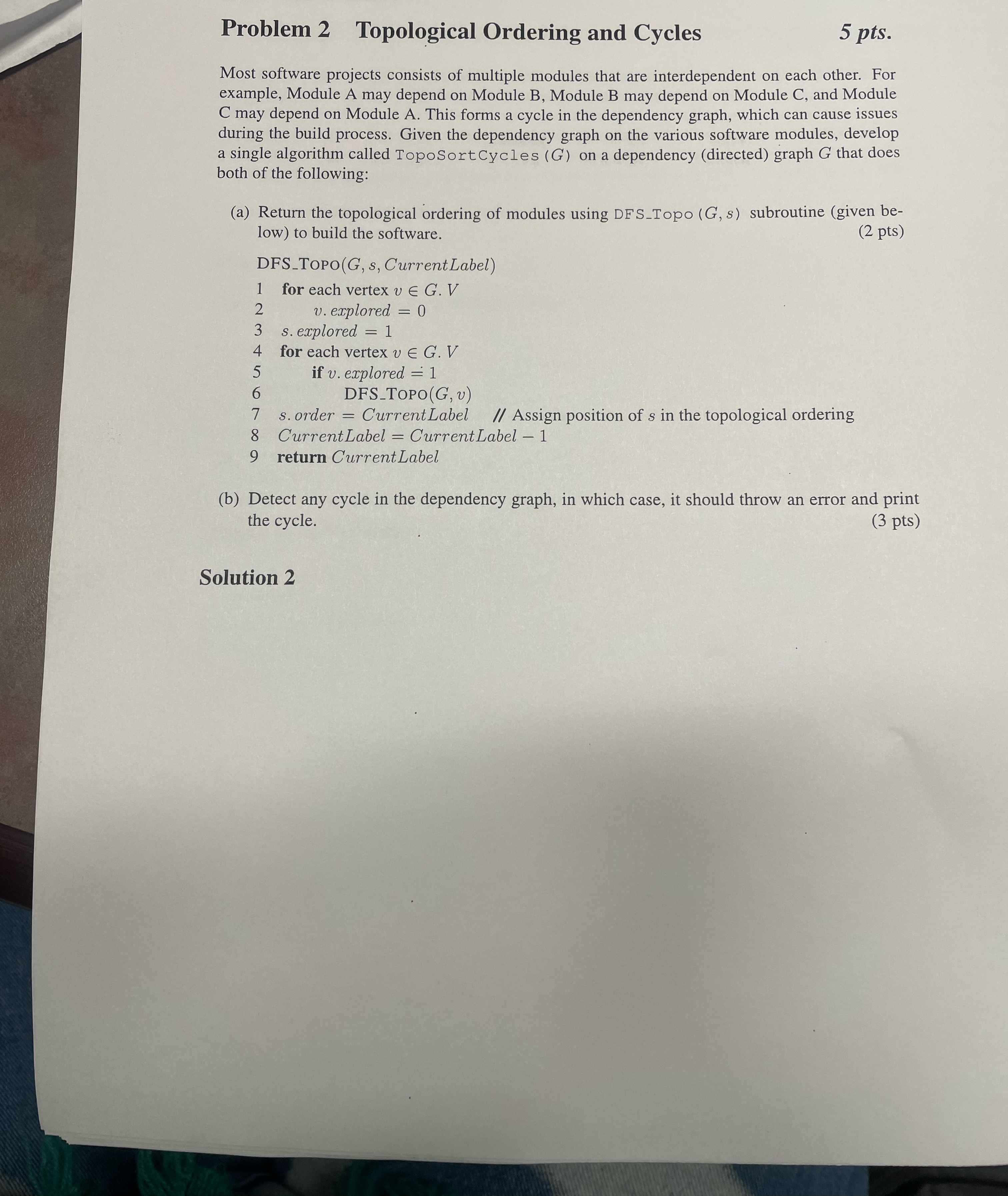 Problem 1 Graph Algorithms 2 Clearly indicate the