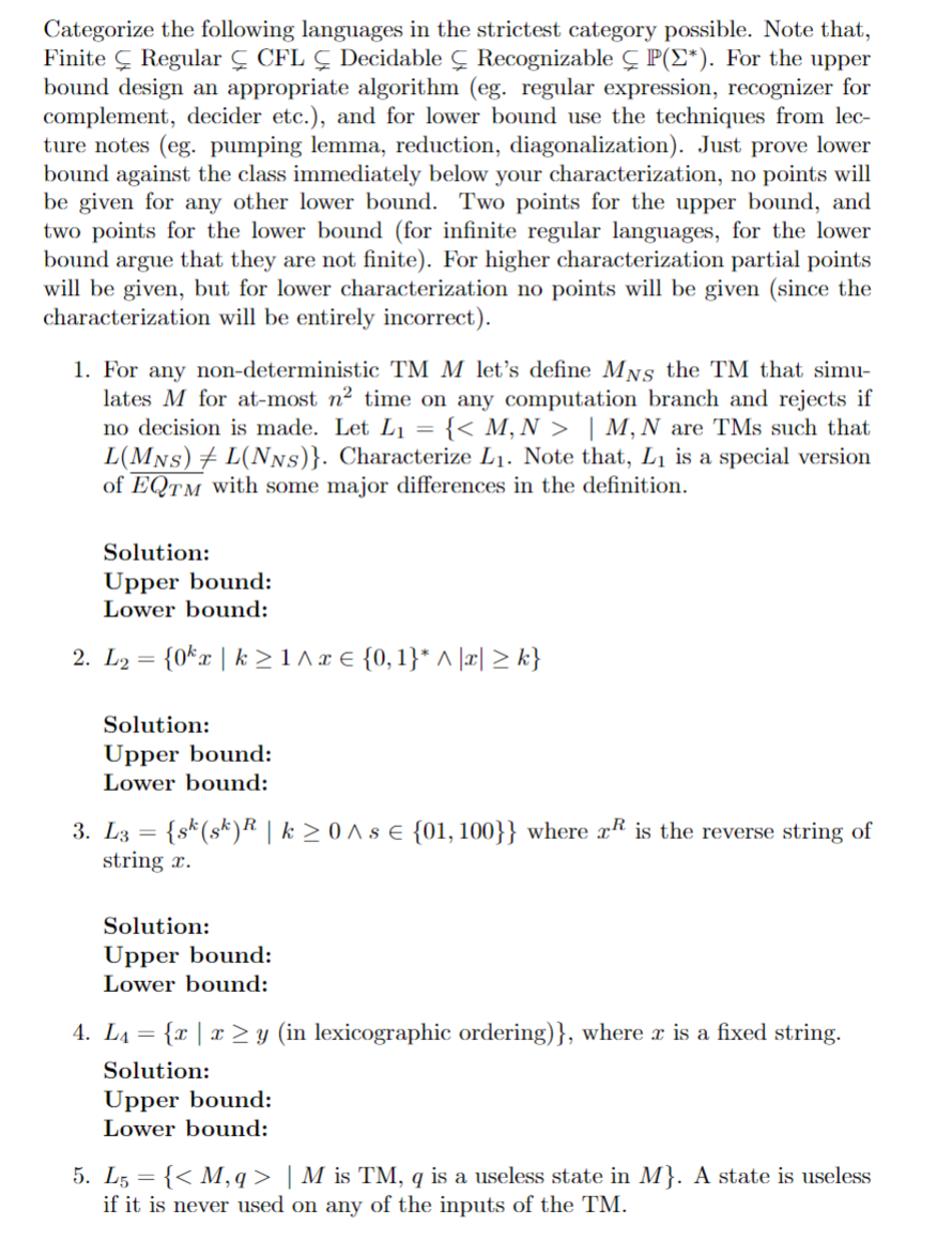 Categorize the following languages in the