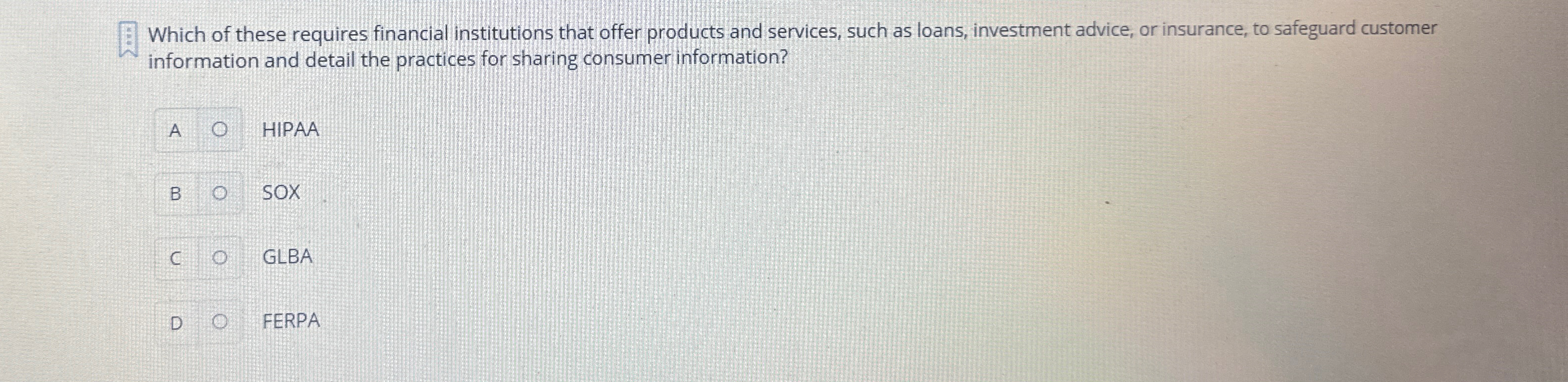 Which of these requires financial institutions