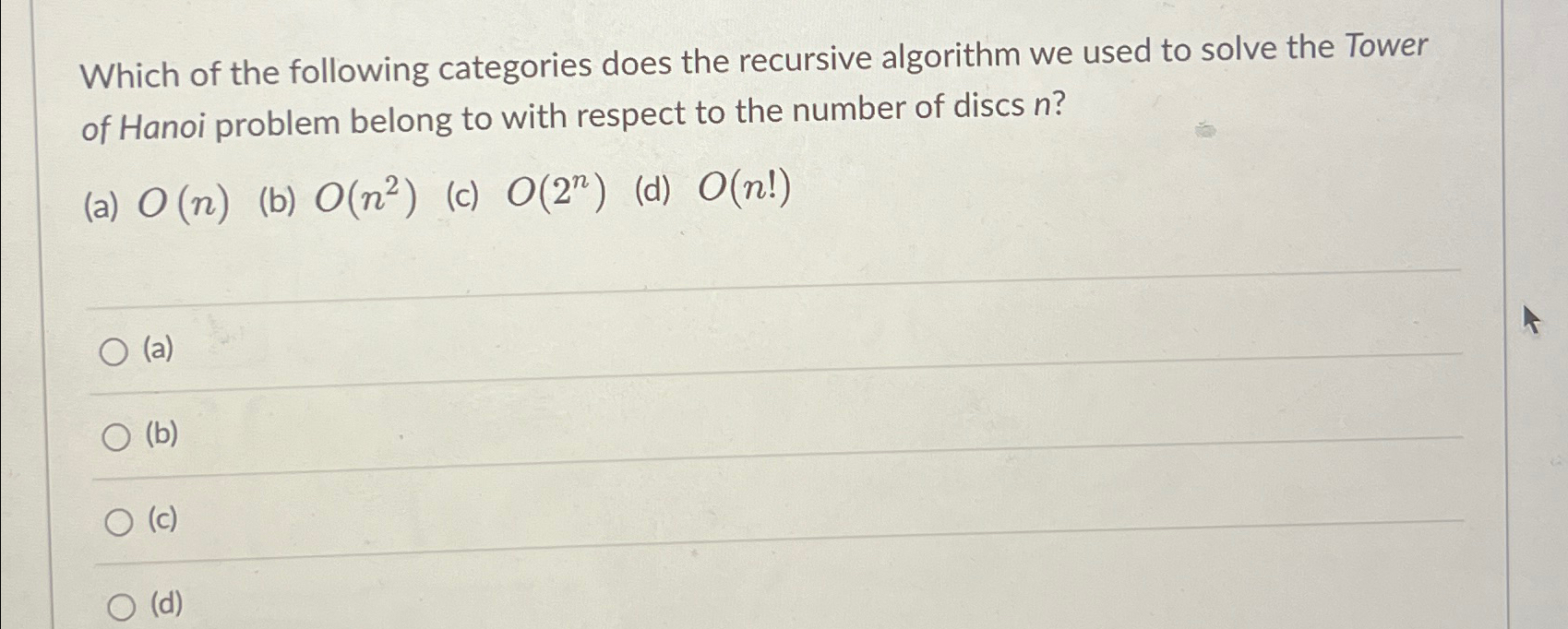 Which of the following categories does the