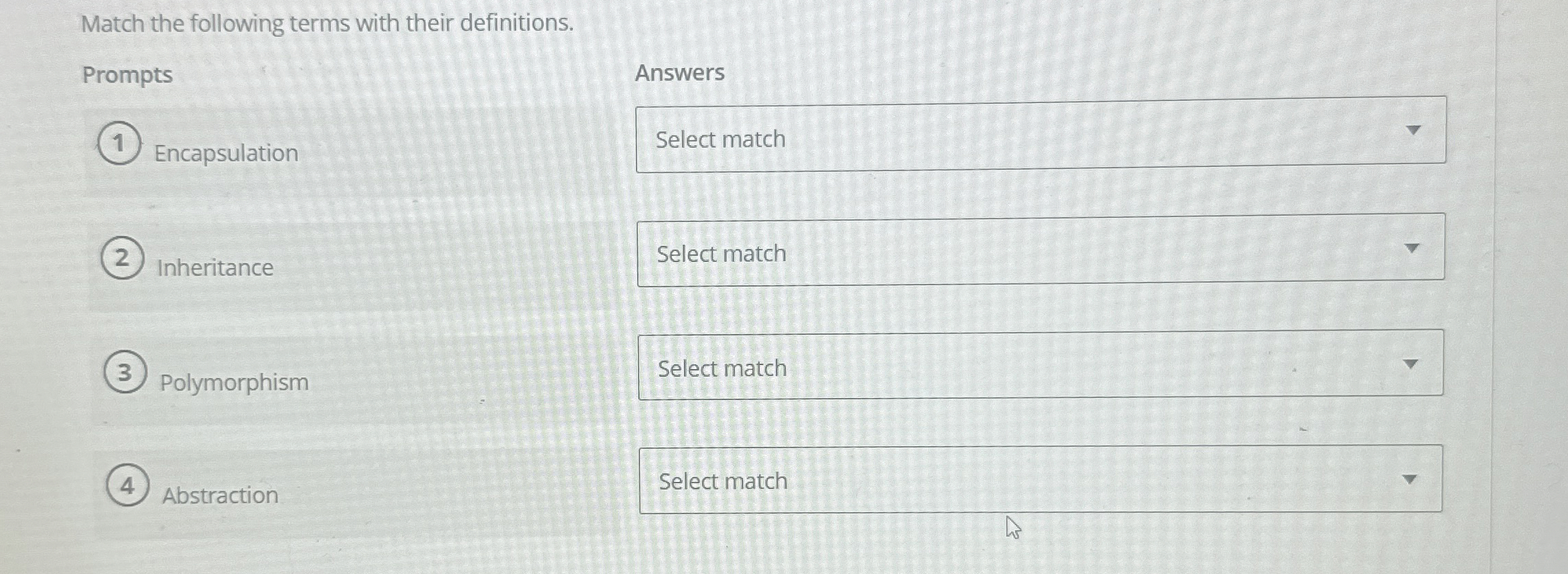 Match the following terms with their definitions.
