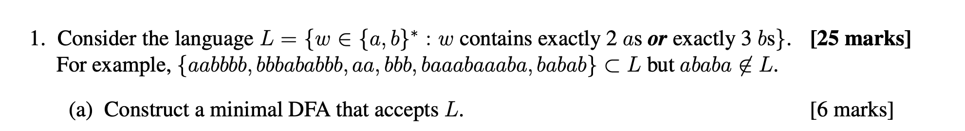 Consider the language L = { w i n { a , b } * : w