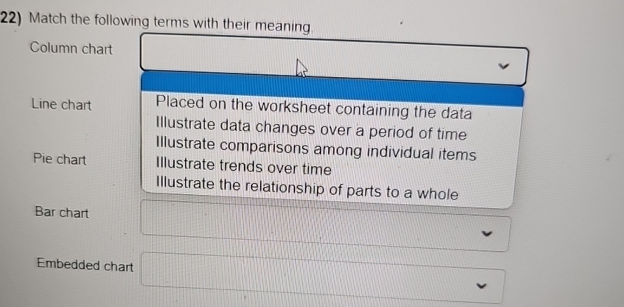 Match the following terms with their meaning.