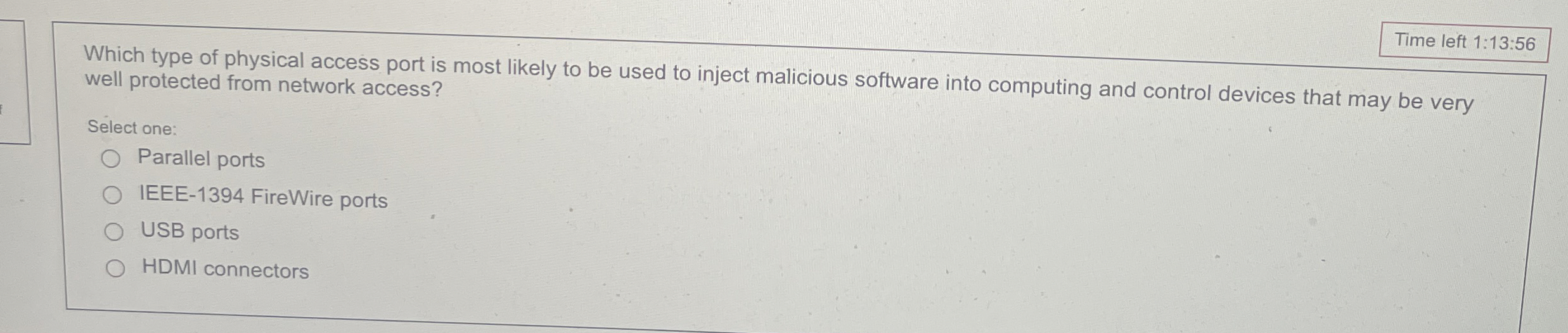 Time left 1 : 1 3 : 5 6 Which type of physical