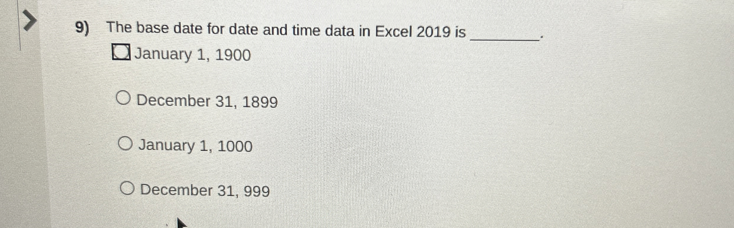 The base date for date and time data in Excel 2 0