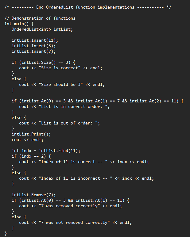 #include / * - - - - - - - - - End OrderedList