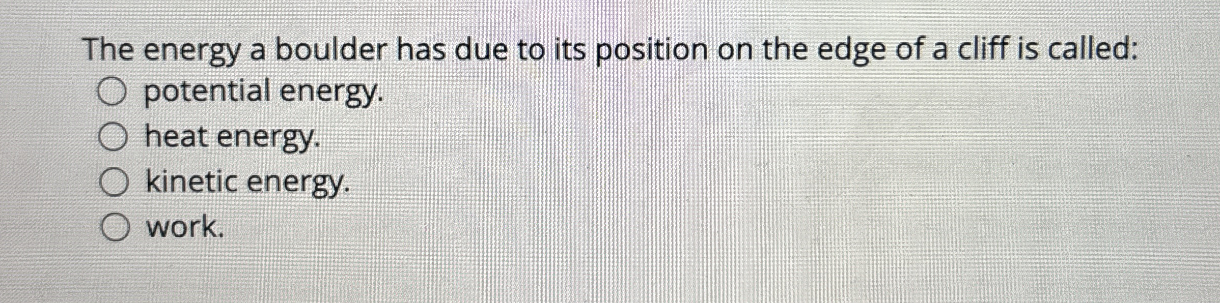 The energy a boulder has due to its position on
