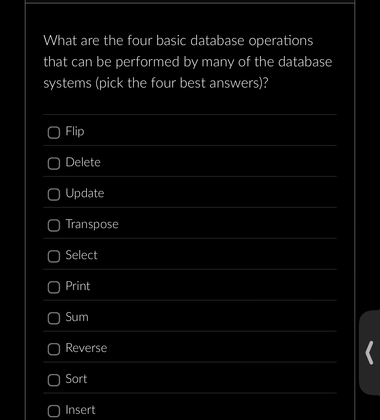 What are the four basic database operations that